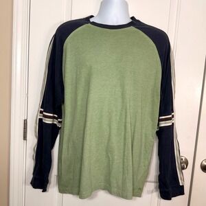 XG Green Navy Raglan Long Sleeve Shirt XL Striped Y2K Skater